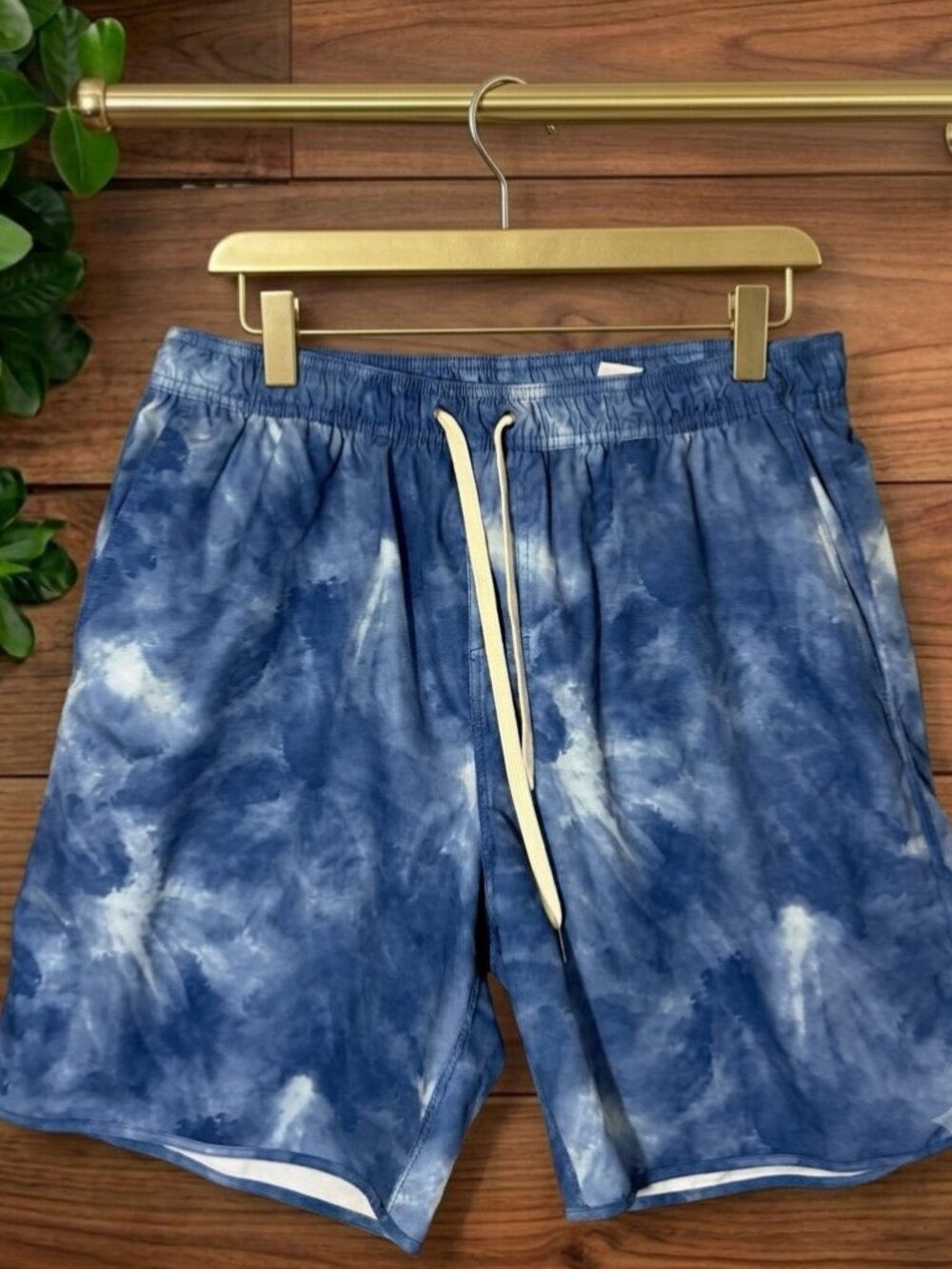 Fair Harbor Swim Trunks Men 2XL Lined Blue Print Shorts Drawstring Casual
